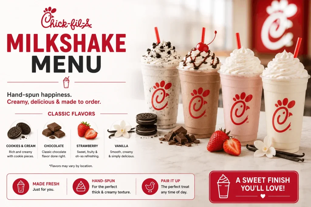 Chick-fil-A Milkshake menu